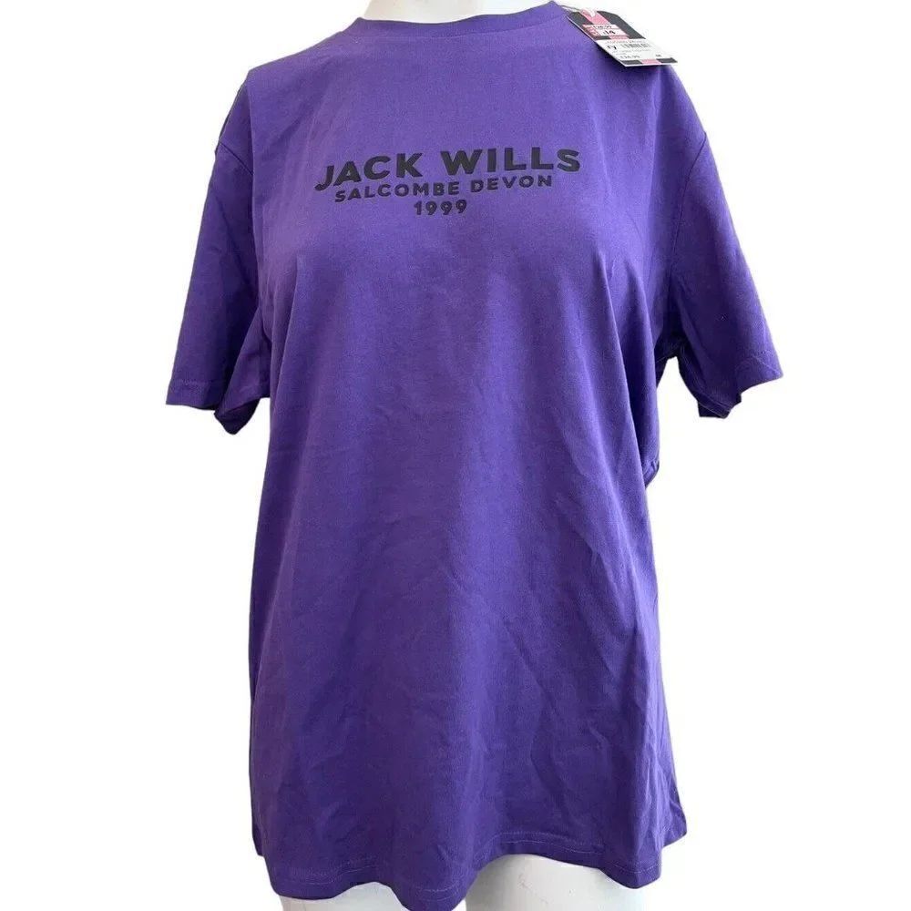 JACK WILLS Medium Fabulously British Purple Graphic T Shirt NWT Salcombe Devon